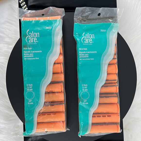 Salon Care Cold Wave Perm Rods New Factory Sealed lot Vintage - NOS Orange Blue - Picture 4 of 12